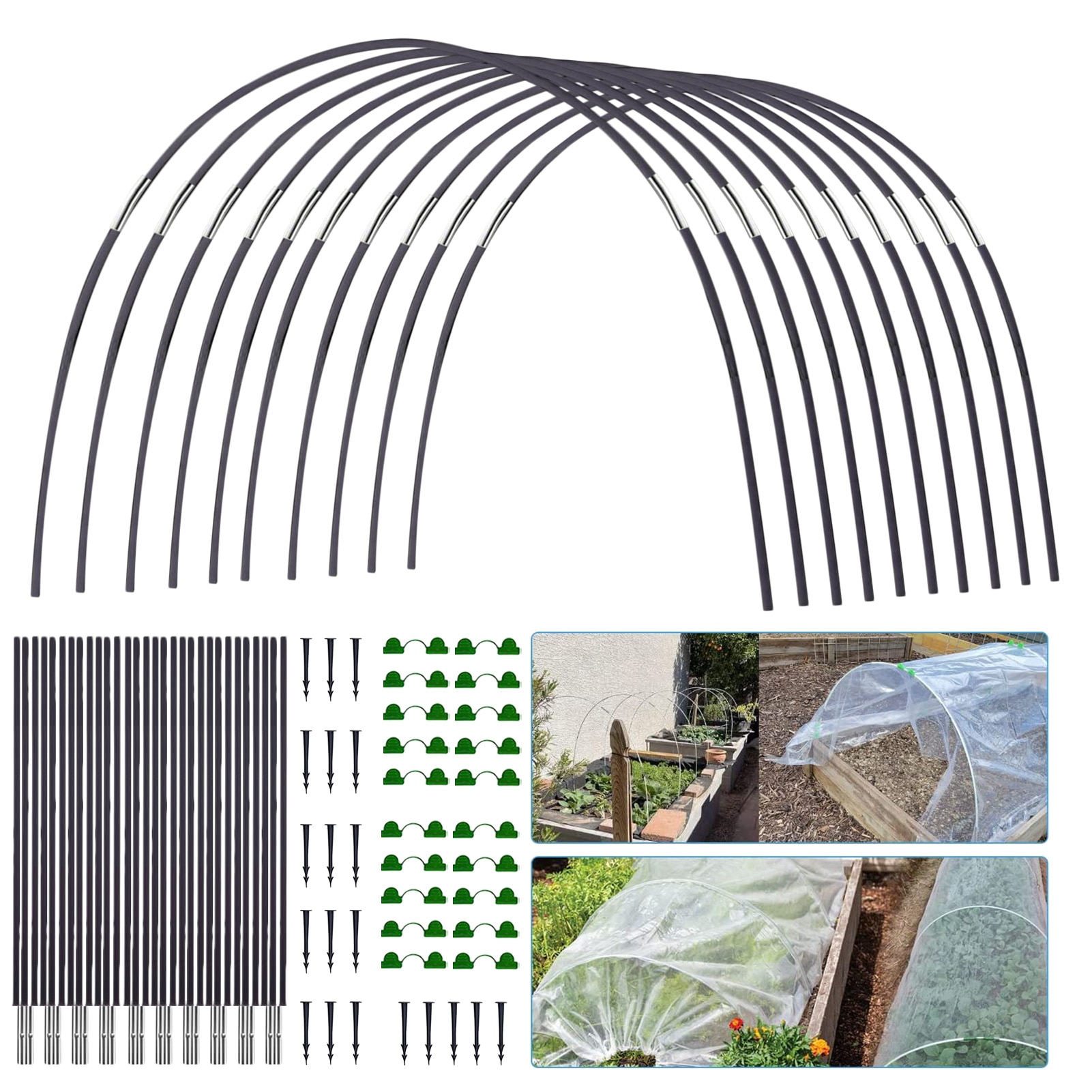 Greenhouse Hoops Gardening Plant Grow Support Tunnel Flexible Bend Stakes Reusable Support Frame